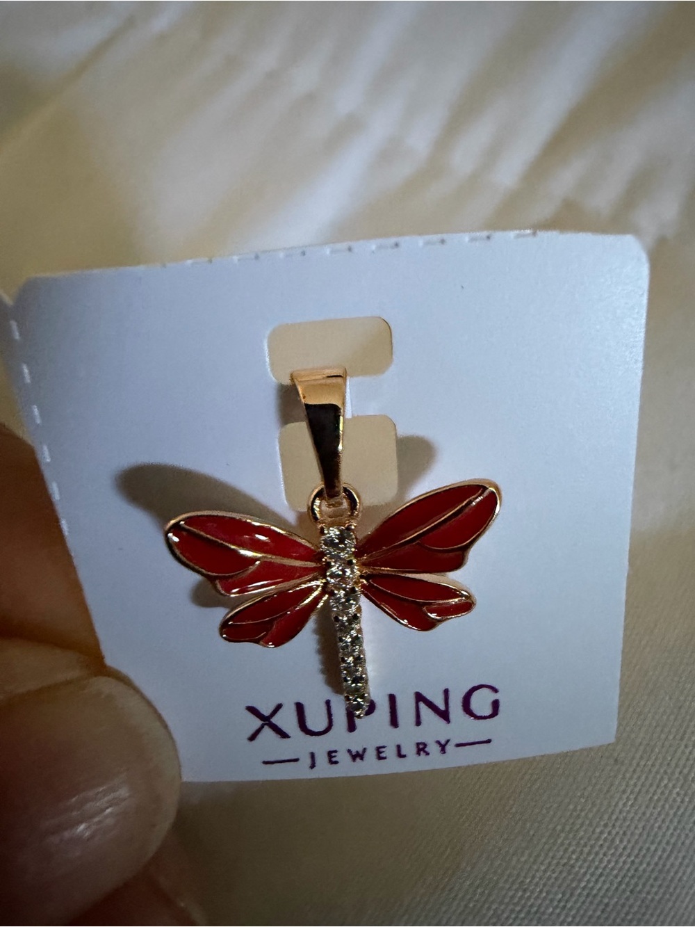 Xuping Red Dragonfly Pendant Necklace